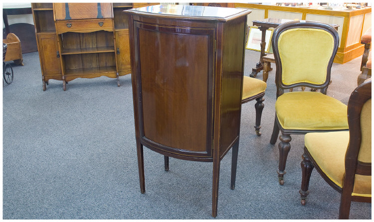 Appraisal: Edwardian Mahogany Bow Fronted Cabinet The Hinged Door With Single