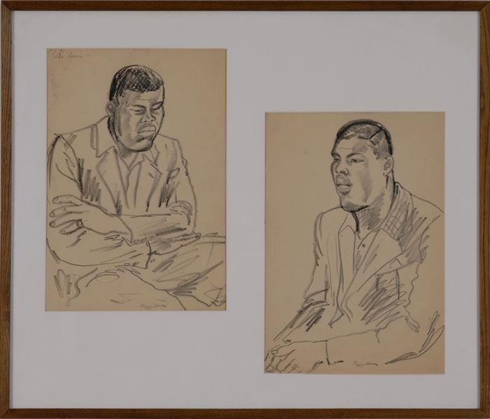 Appraisal: PEGGY BACON - JOE LEWIS Two portrait sketches both signed