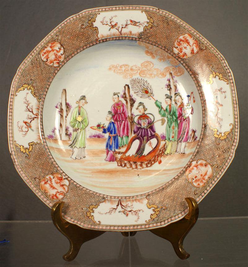 Appraisal: Chinese Export porcelain soup bowl with finely enameled court scene