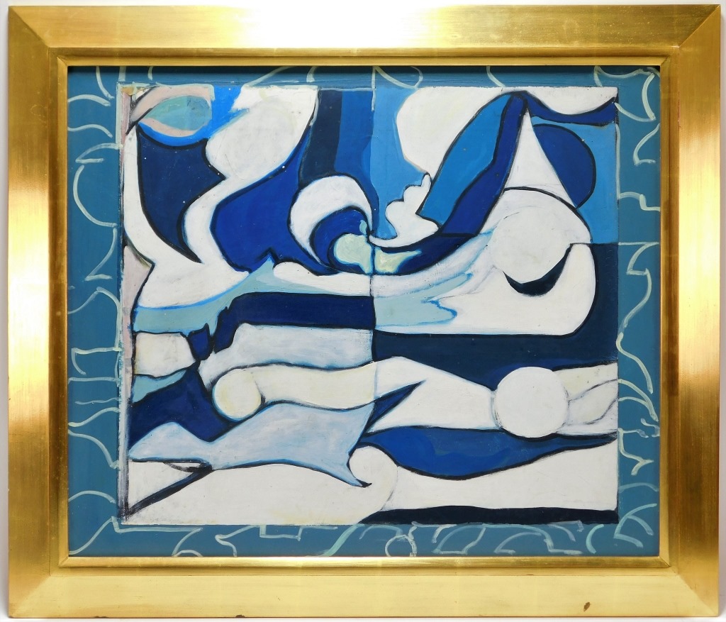 Appraisal: WILLIAM CHEWNING MODERN BLUE ABSTRACT PAINTING United States th Century