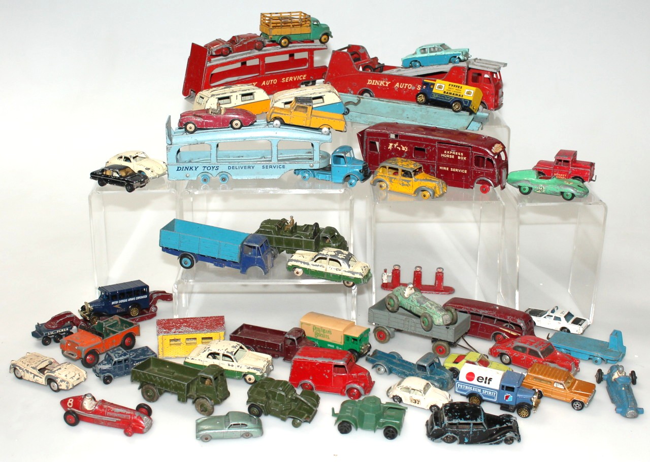 Appraisal: Various thC die-cast vehicles to include Dinky Supertoys car carrier