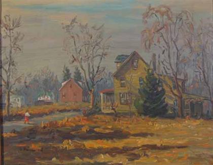 Appraisal: HUGH CAMPBELL american - STREET SCENE IN AUTUMN Signed bottom