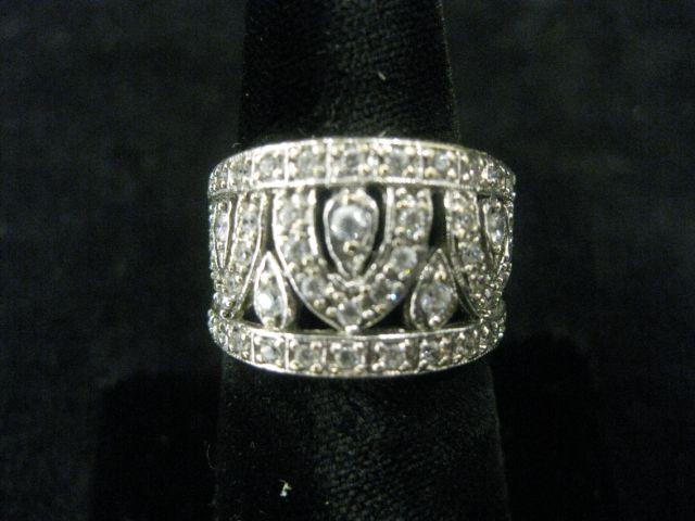 Appraisal: Diamond Ring wide band style loaded with round diamonds totaling