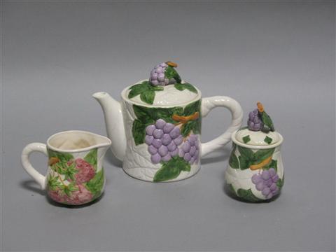 Appraisal: SHAFFORD THREE PIECE TEA SERVICE 'Fruit du Jour' pattern including