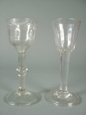 Appraisal: Two th century wine glasses with hammered flutes the first