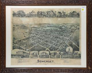 Appraisal: Map Panoramic View of Somerset PA Thaddeus Mortimer Fowler Thaddeus