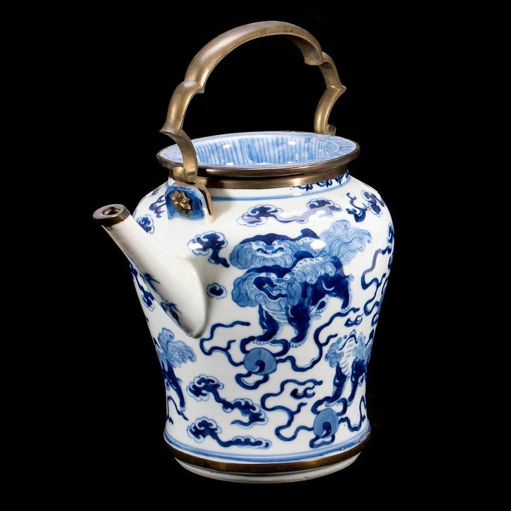 Appraisal: A Chinese Blue White Teapot th C A Chinese blue