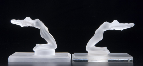 Appraisal: R LALIQUE Pair of bookends Chrysis clear and frosted c