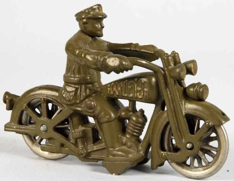 Appraisal: Cast Iron Hubley Harley Jr Motorcycle Toy Description American Olive