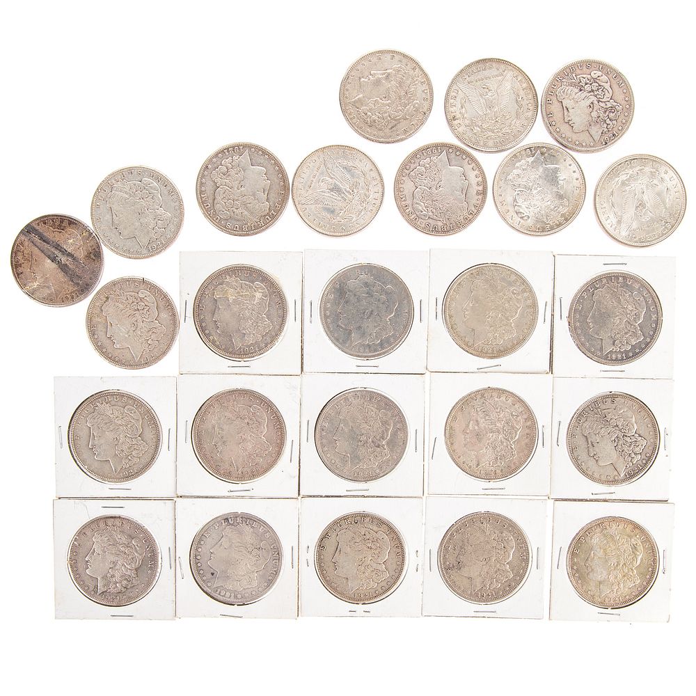 Appraisal: Twenty Five Morgan Silver Dollars -P G -VF -XF -