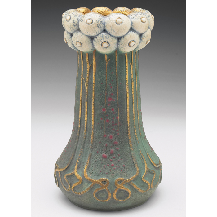 Appraisal: Amphora vase designed by Paul Dachsel relief decoration of stylized