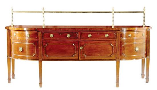 Appraisal: Regency inlaid mahogany bowfront sideboard last half th century shaped