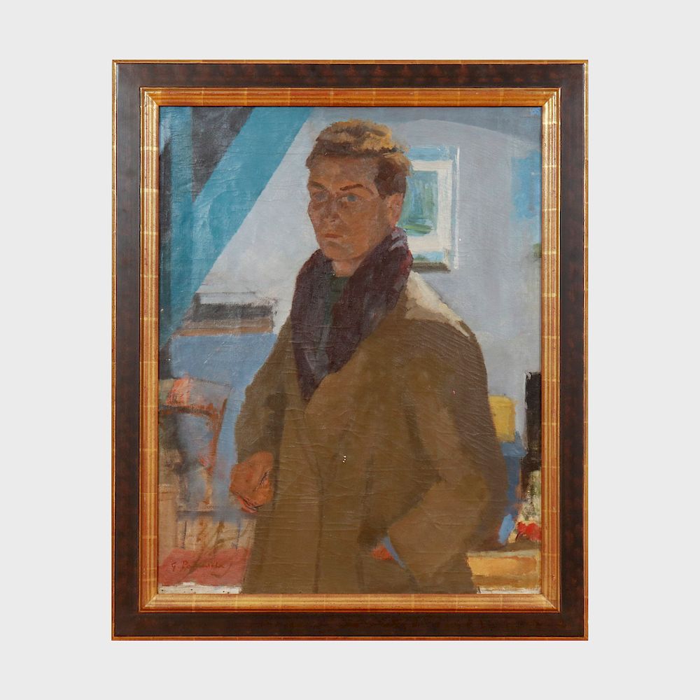 Appraisal: Gustave Patriarche - Portrait d'un homme en manteau Oil on