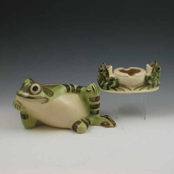 Appraisal: Brush reclining frog planter and ashtray Ashtray is marked while