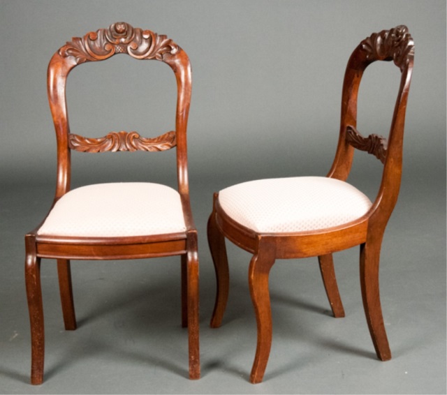 Appraisal: Six Mahogany Side Chairs Pink Upholstered Seats H x W