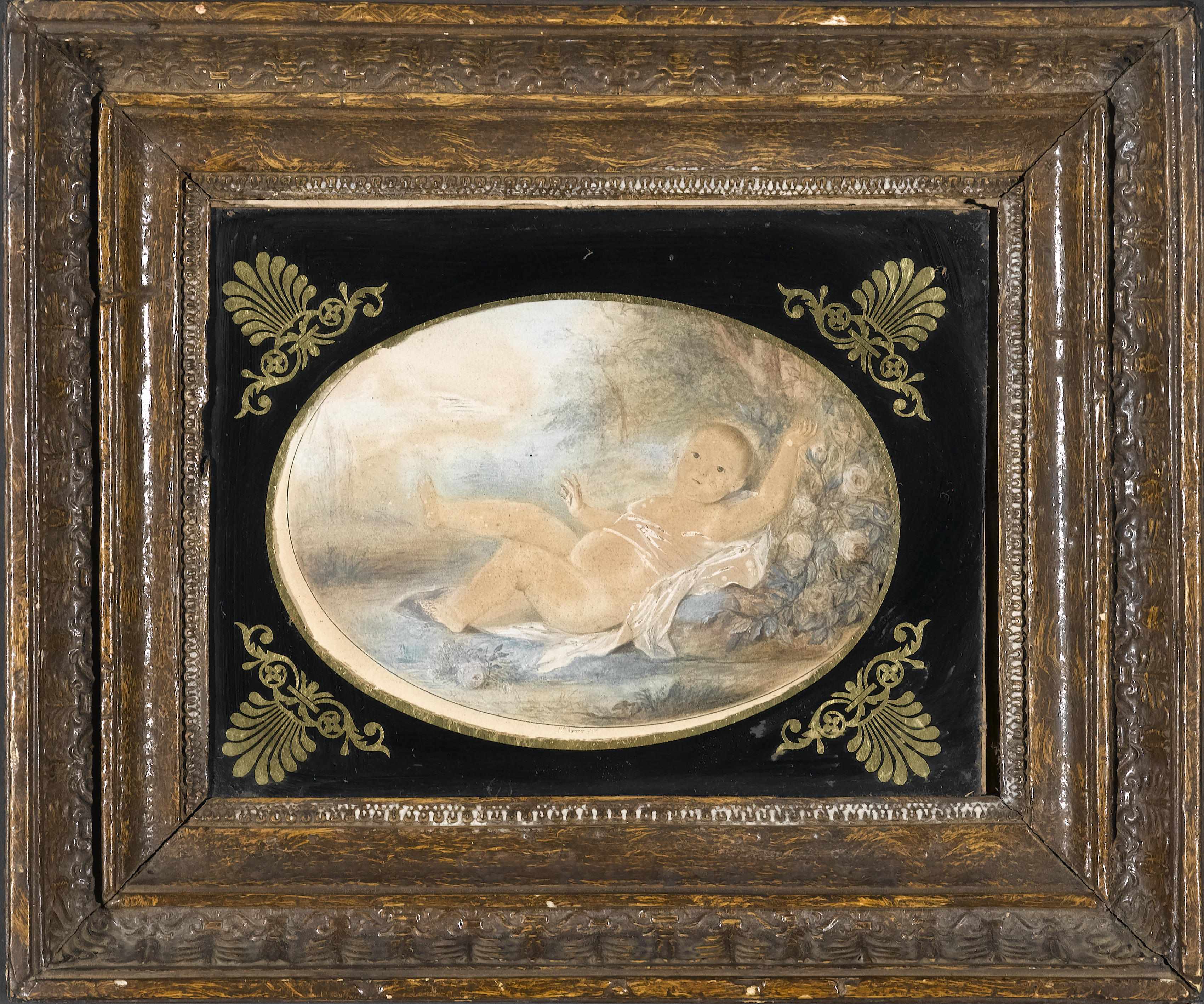 Appraisal: French School th century Cherubs at rest together with a