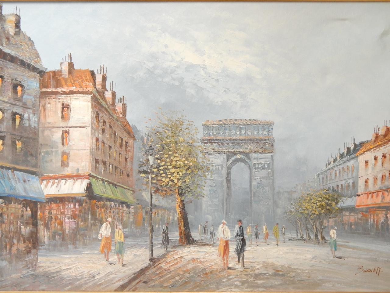 Appraisal: Burnett The Champs Elysee Paris oil on canvas signed cm