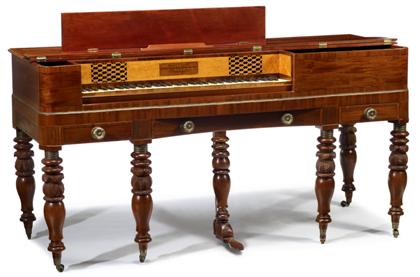 Appraisal: Classical carved mahogany pianofortelabel of george blake cabinet spinet pianoforte