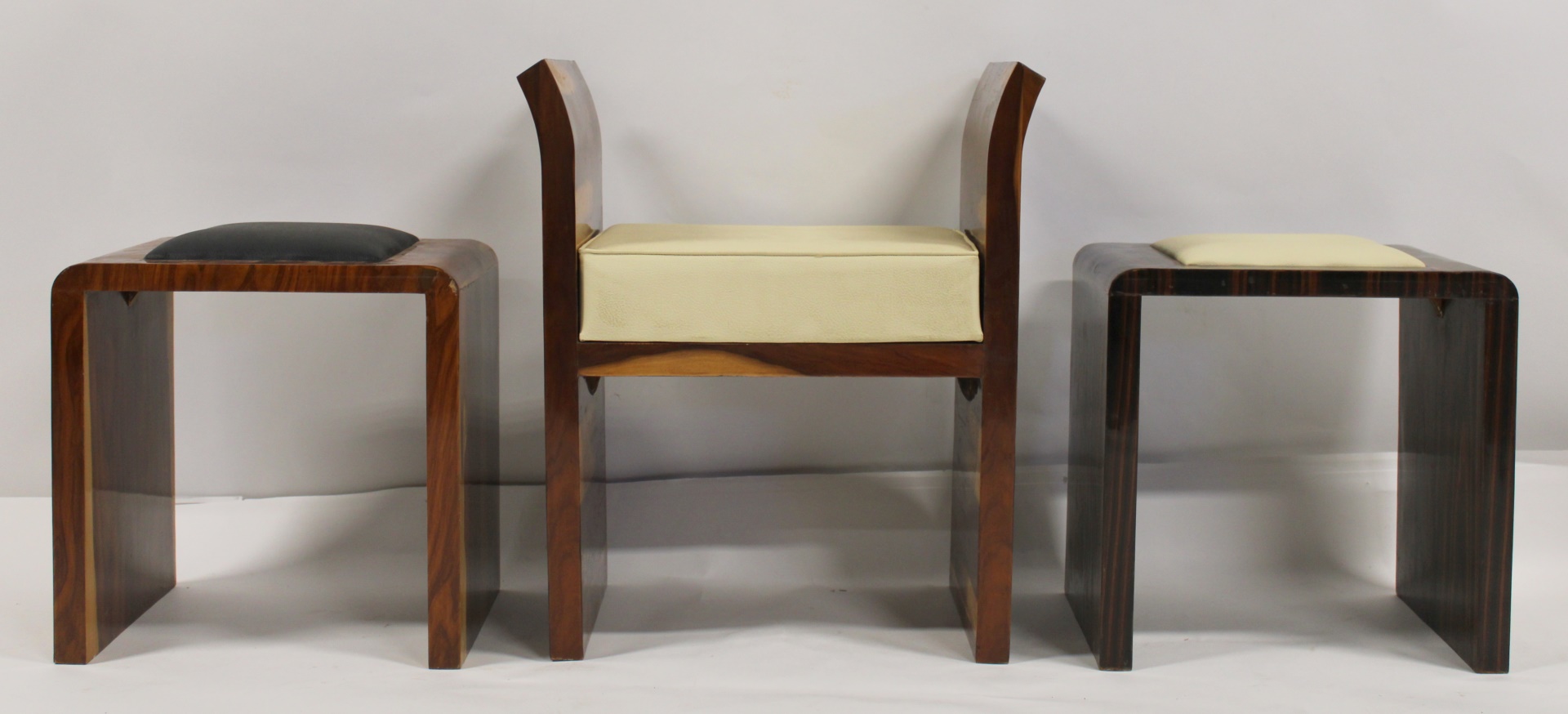 Appraisal: Art Deco Style Exotic Wood Benches From a CT estate