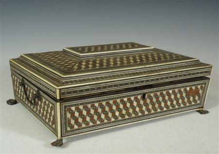 Appraisal: A th century Anglo-Indian inlaid work box of rectangular form