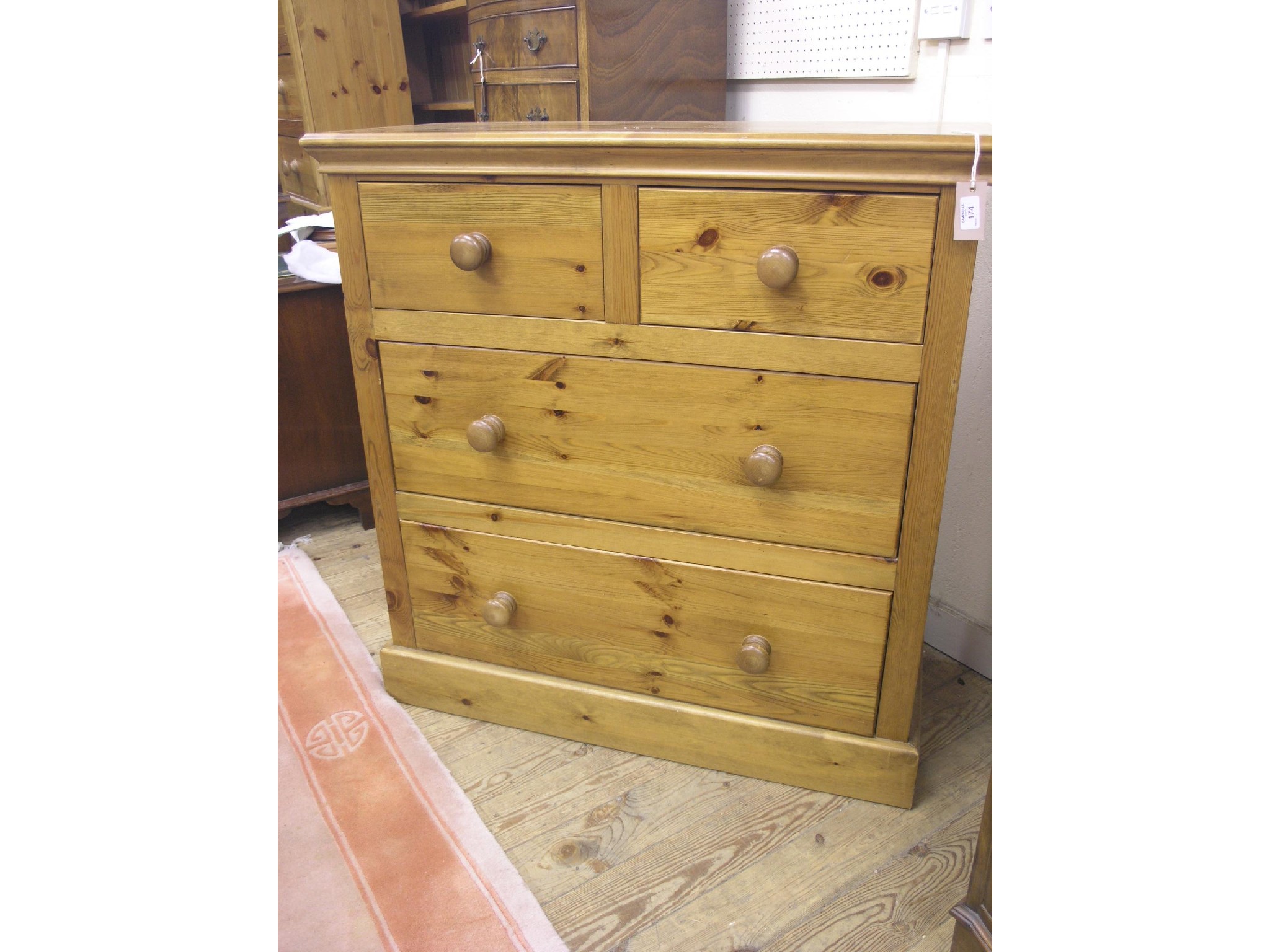 Appraisal: A waxed pine bedroom chest two short and two long