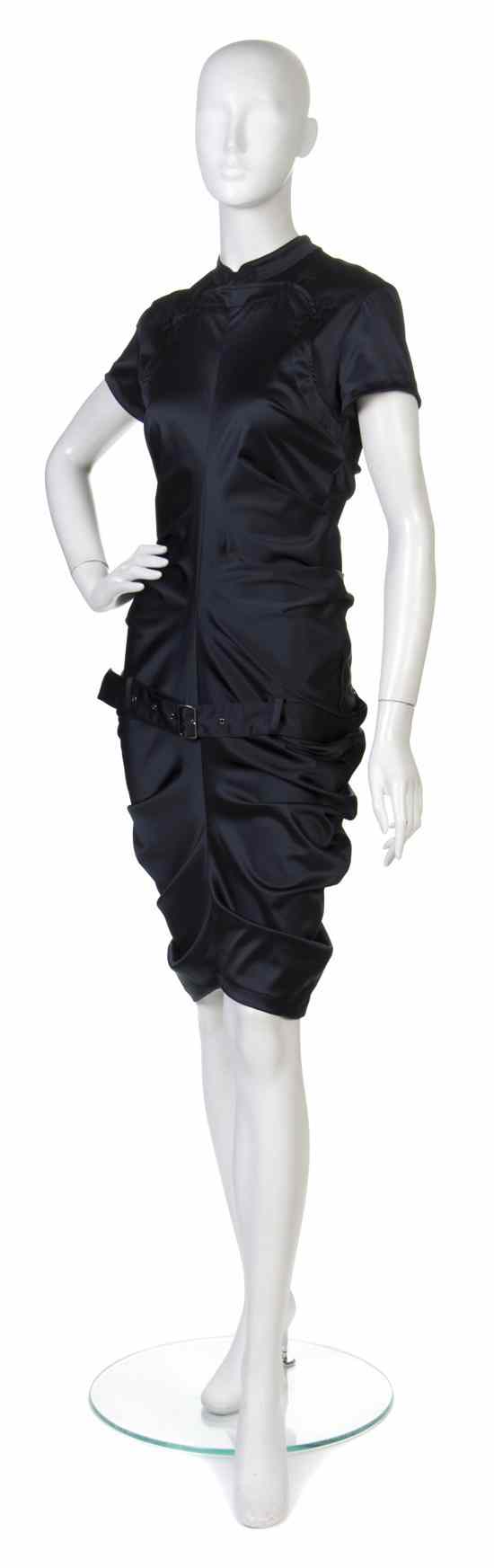 Appraisal: A John Galliano Black Silk Dress s with Mandarin collar