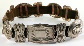 Appraisal: A HANDSOME NAVAJO BELT WITH FOURTEEN SILVER CONCHOS Signed with