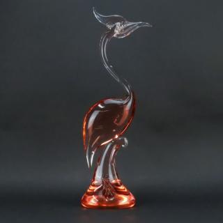 Appraisal: Large Vintage Probably Murano Glass Sculpture Crested Crane Unsigned Surface