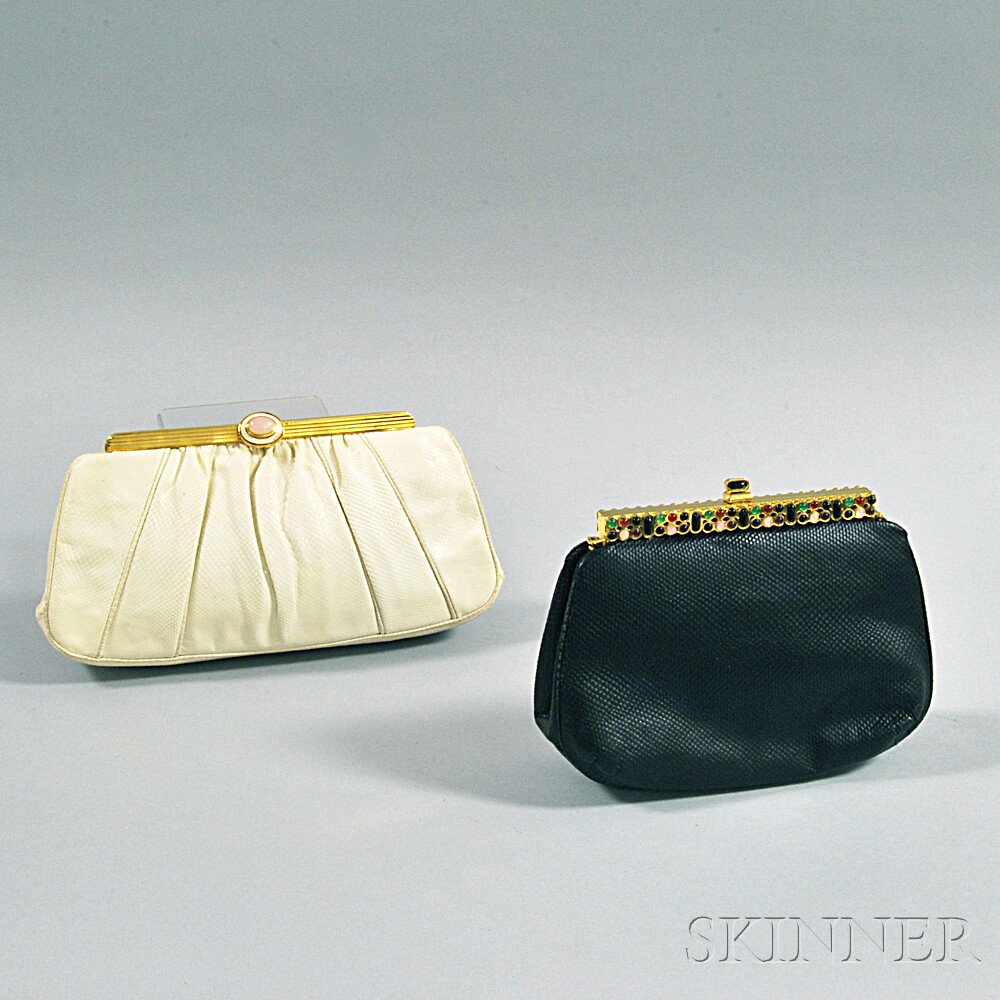 Appraisal: Two Judith Leiber Lizard Skin Handbags a white bag with