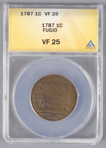 Appraisal: Rare Fugio CentCertified and graded VF by ANACS Solid details