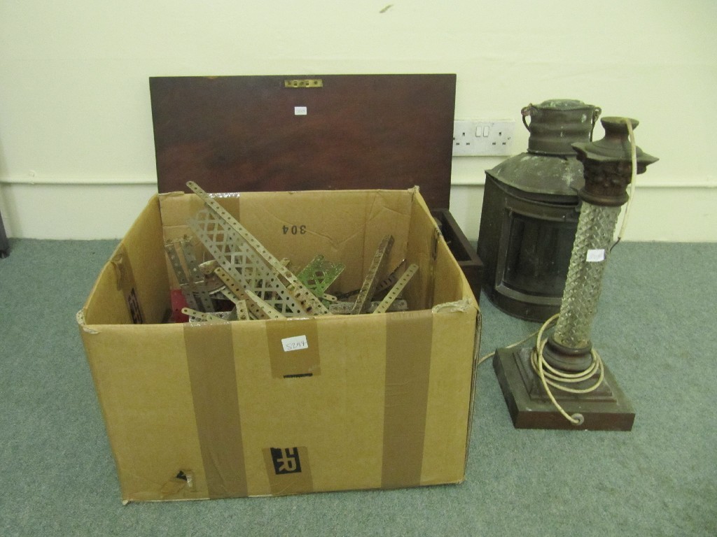 Appraisal: Box of Meccano and box of parts table lamp etc