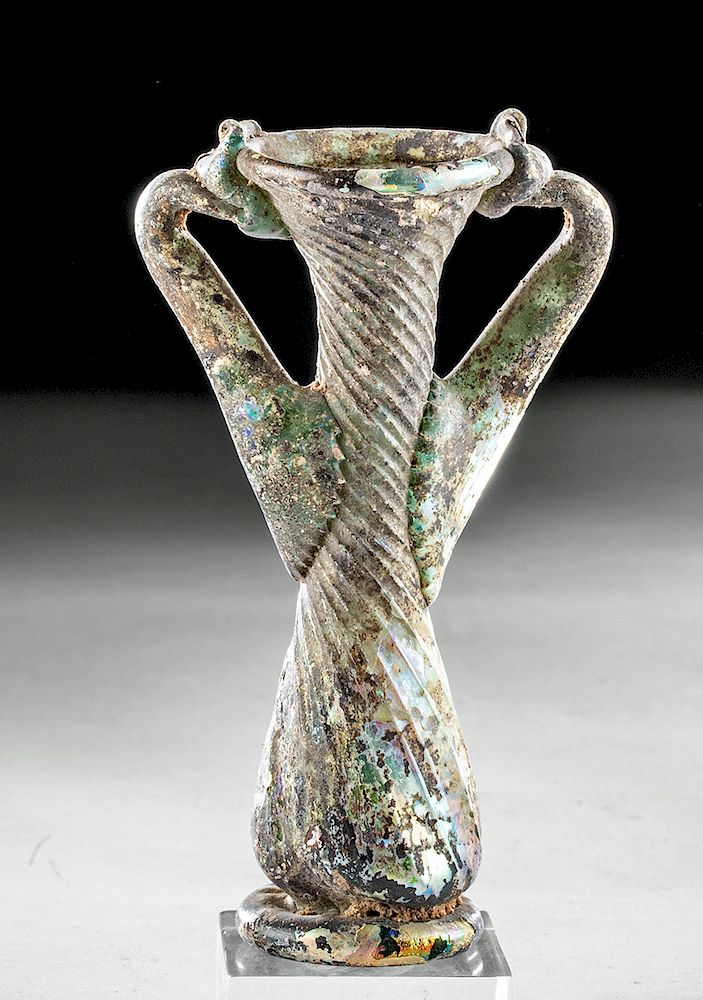 Appraisal: Roman Glass Twin-Handled Balsamarium ex-Aphrodite Holiday Shipping Deadlines USA Domestic