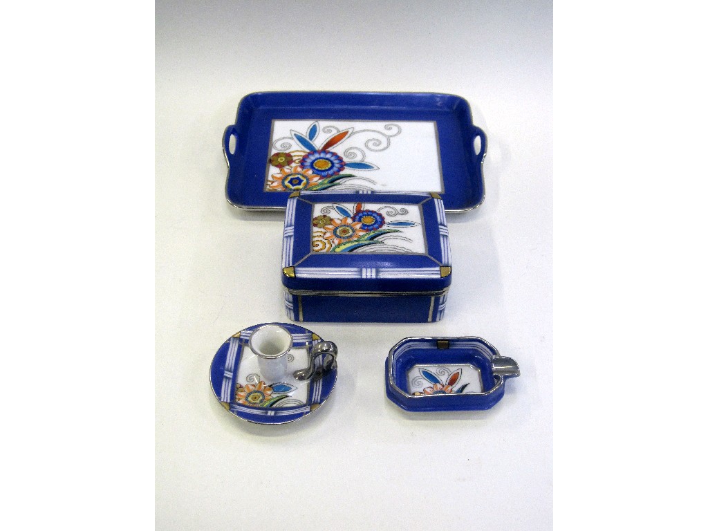 Appraisal: Noritake smoking set decorated in the Art Deco style with