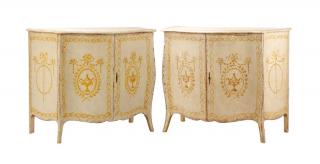 Appraisal: Pair Continental Neoclassical Polychromed Chests Continental likely Italian mid to