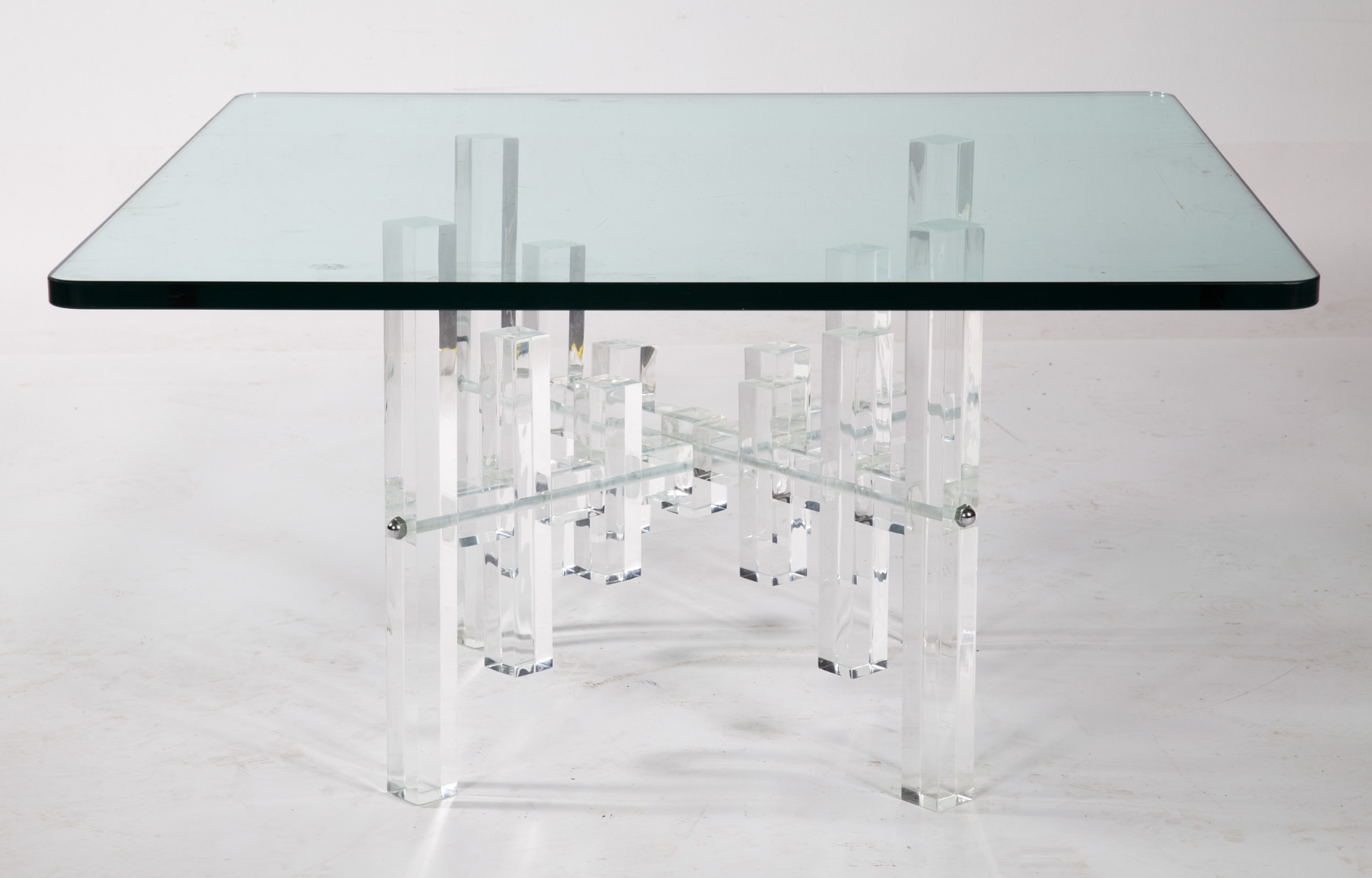 Appraisal: Mid-century Modern lucite and glass coffee table circa s square