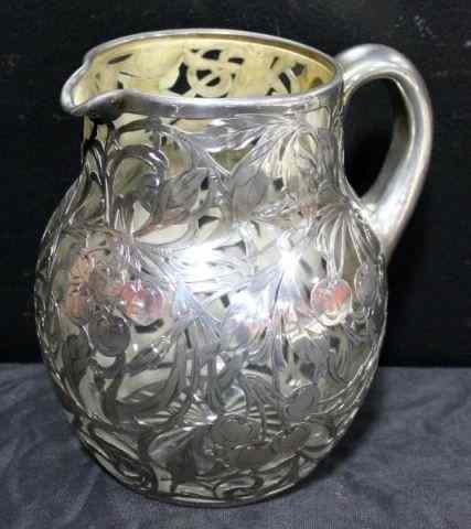 Appraisal: STERLING Silver Overlay Jug Has worn marks Possibly by Gorham