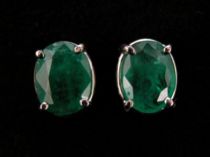 Appraisal: Ladies Oval Cut Emerald Earrings A pair with natural emeralds