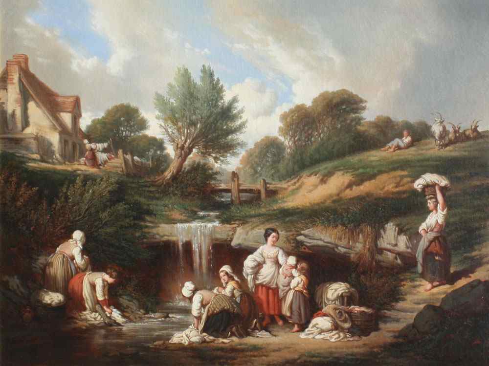 Appraisal: CHASSEVANT Marie Joseph Charles French th C Landscape with Washer