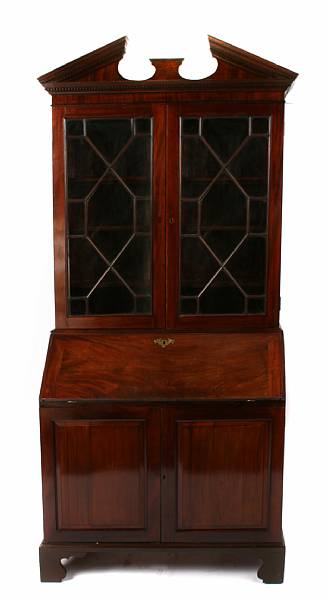 Appraisal: A George III secretary bookcase height ft in width in