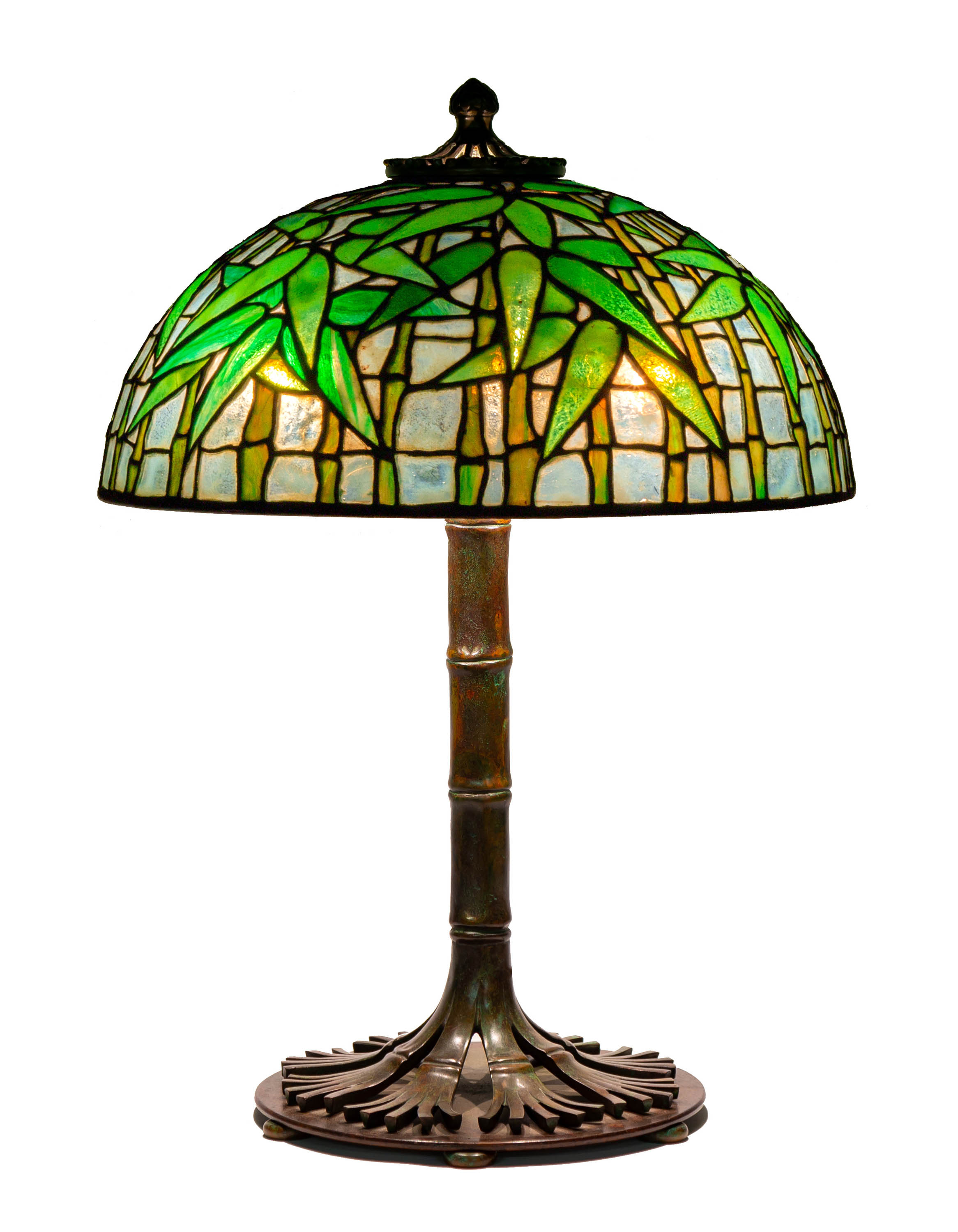 Appraisal: TIFFANY STUDIOS NEW YORK BAMBOO TABLE LAMP leaded glass and