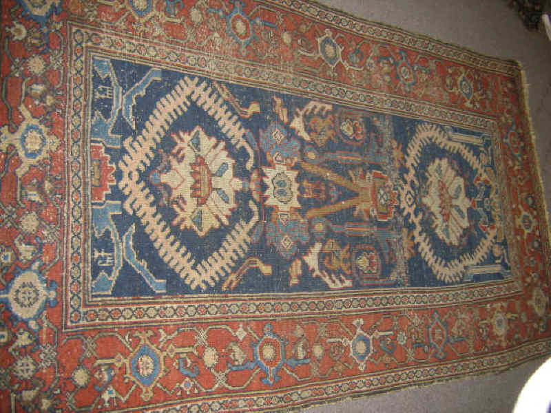 Appraisal: EARLY TH CENTURY HAMADAN THROW RUG The indigo field with