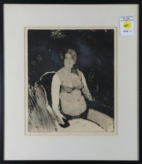 Appraisal: Print Woman Figure American School th century Sunbather etching indistinct