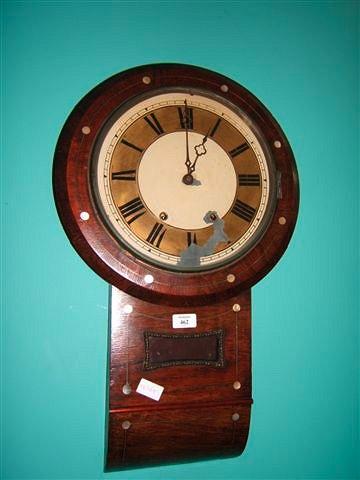 Appraisal: A th Century walnut cased drop dial wall clock the