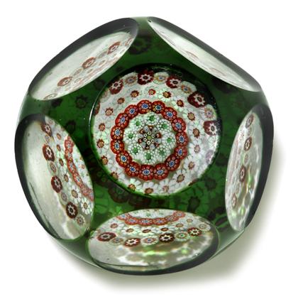 Appraisal: Antique Baccarat spaced concentric millefiori faceted paperweight With a central