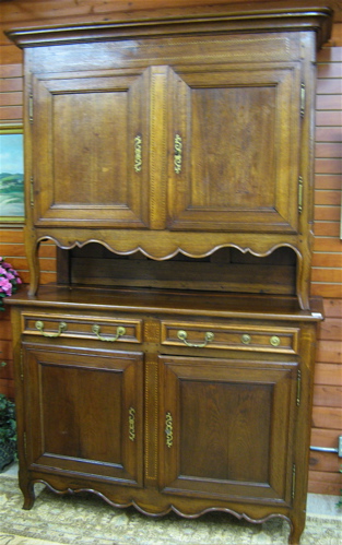 Appraisal: LOUIS XV STYLE OAK BUFFET A DEUX CORPS French mid