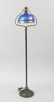 Appraisal: A Handel Standing Floor Lamp with Blue Leaf and Vine