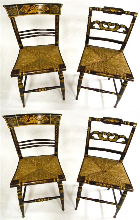 Appraisal: Two pair of Sheraton fancy chairs with grained and stenciled