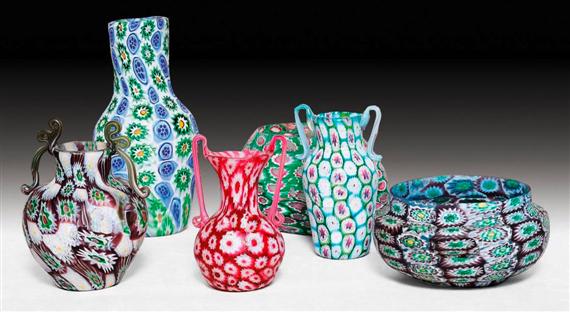 Appraisal: FRATELLI TOSO MURANO LOT OF VASES circa Millefiori murrine glass