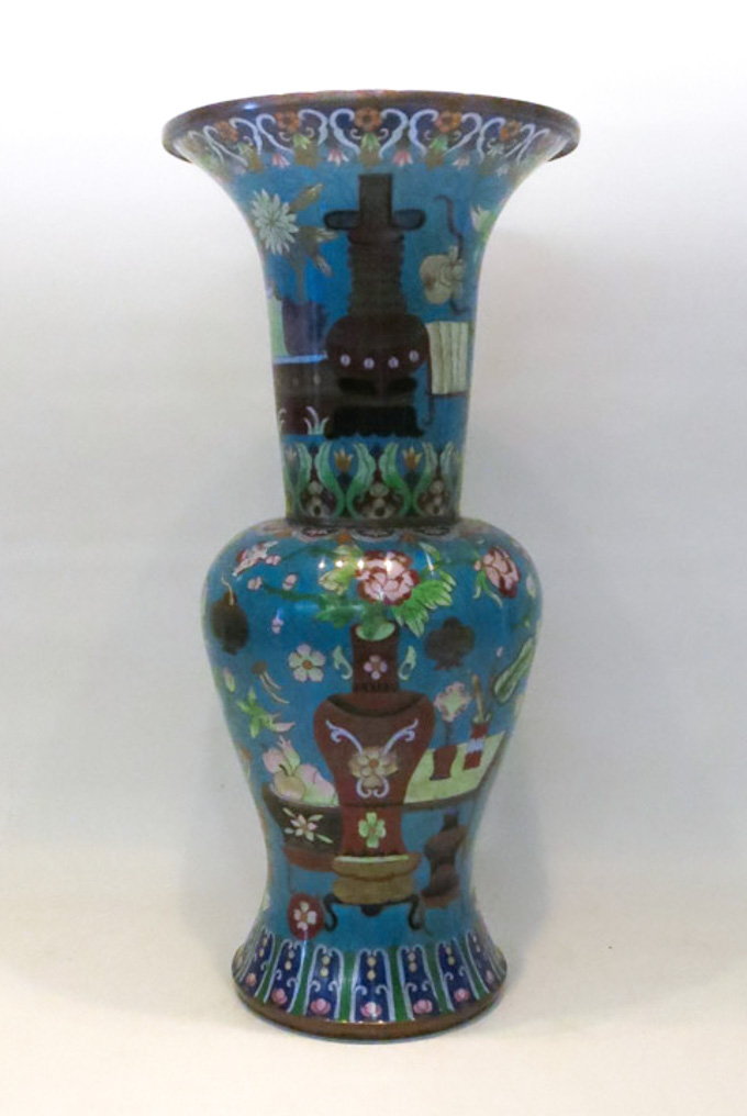 Appraisal: CHINESE CLOISONNE VASE baluster form with elongated neck and flared