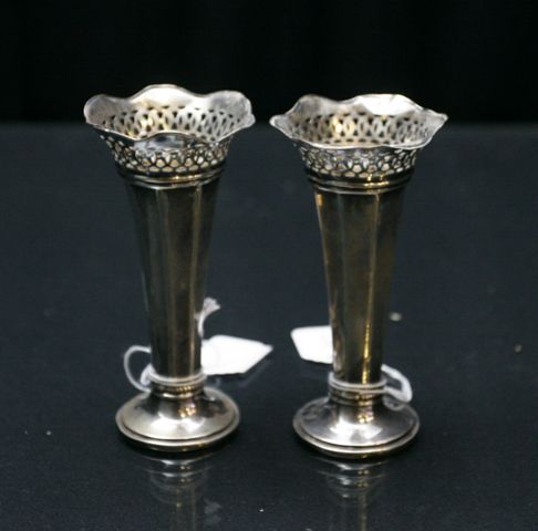 Appraisal: A pair of Continental silver vases lacking glass liners